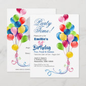 Uitnodiging op zondag met kleurrijke ballonnen (Voorkant / Achterkant)