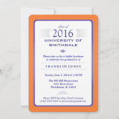 Uitnodiging Oranje & blauwe formele GraduPartij (Voorkant)