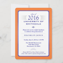 Uitnodiging Oranje & blauwe formele GraduPartij