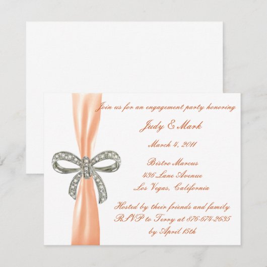 Uitnodiging Oranje Diamond Bow-partij (Voorkant / Achterkant)