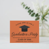 Uitnodiging Oranje Graduation Party (Staand voorkant)