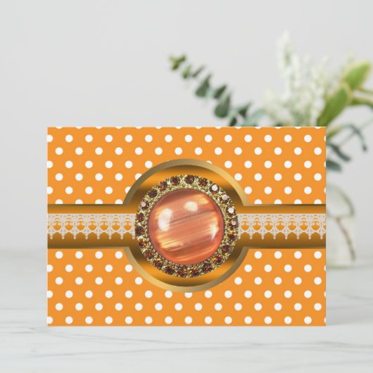 Uitnodiging Oranje juwelen partij (Staand voorkant)