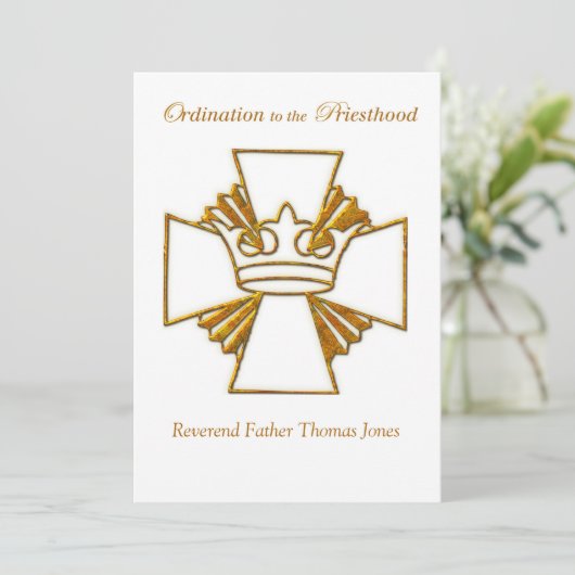 Uitnodiging Ordinatie en Viering Aangepaste Datum (Staand voorkant)