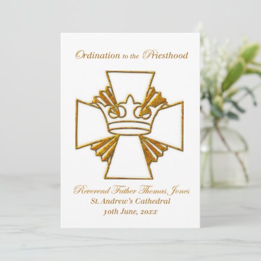 Uitnodiging Ordinatie en Viering Aangepaste Datum (Staand voorkant)