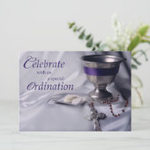 Uitnodiging Ordinatie Kelk, Gastheer, Rozenkrans (Staand voorkant)