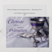 Uitnodiging Ordinatie Kelk, Gastheer, Rozenkrans (Voorkant / Achterkant)