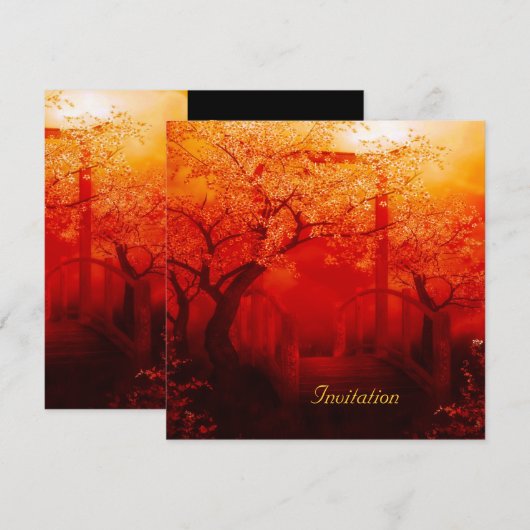 Uitnodiging Oriental Red Gold Bridge (Voorkant / Achterkant)