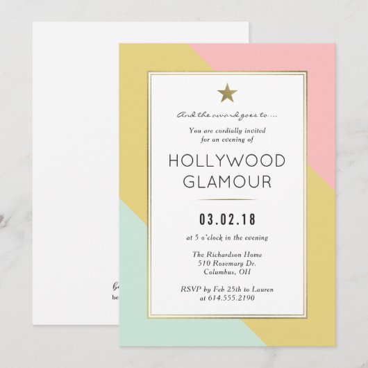 Uitnodiging Oscar Party Movie Party bekijken (Voorkant / Achterkant)