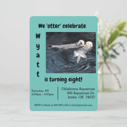 Uitnodiging otter Celebration Party (Staand voorkant)