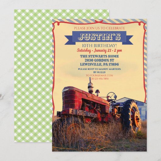 Uitnodiging oude tractor (Voorkant / Achterkant)