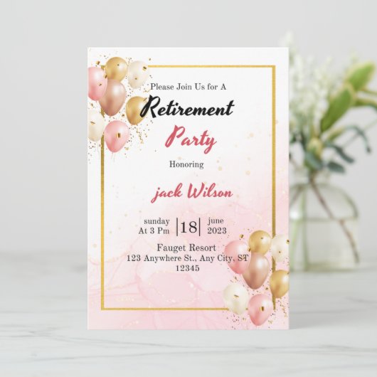 uitnodiging over pensionering (Staand voorkant)