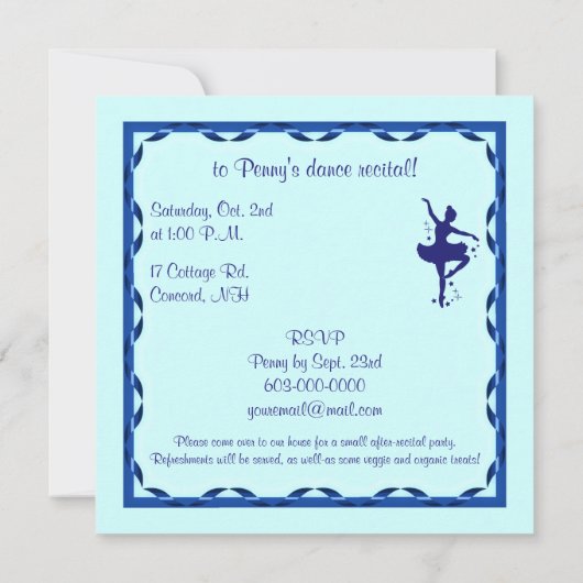 Uitnodiging overweging: Ballerina in Blauw (Achterkant)