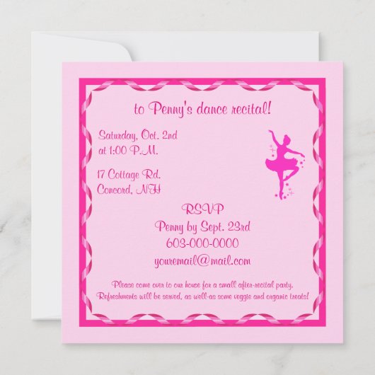 Uitnodiging overweging: Ballerina in Roze (Achterkant)