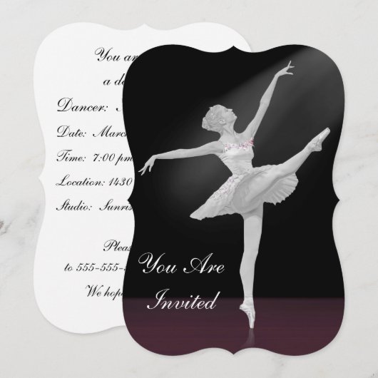Uitnodiging, overweging Dance, Ballerina Kaart (Voorkant / Achterkant)