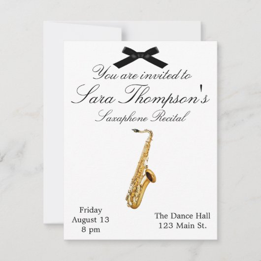 Uitnodiging overweging saxafone (Voorkant)