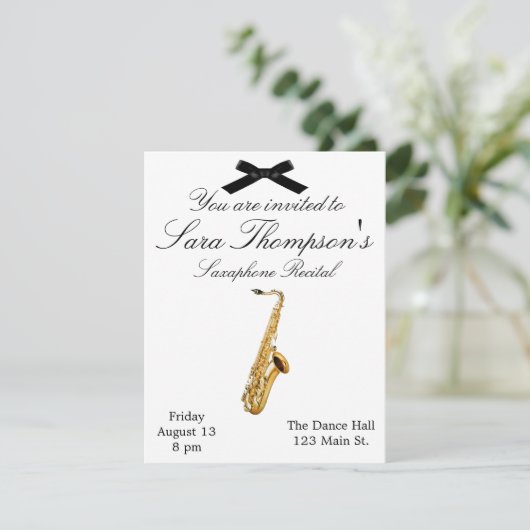 Uitnodiging overweging saxafone (Staand voorkant)
