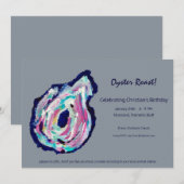 Uitnodiging Oyster Roast Feest - Duifgrijs (Voorkant / Achterkant)