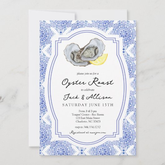Uitnodiging Oyster Roast Oyster Roast koppel bruis (Voorkant)