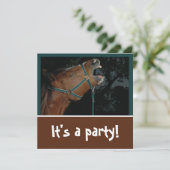Uitnodiging Paard Hinnikend Feest (Staand voorkant)