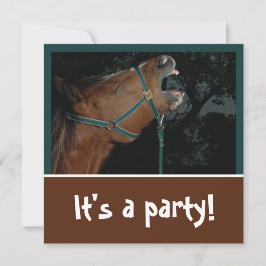 Uitnodiging Paard Hinnikend Feest (Voorkant)