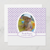 Uitnodiging Paarse Berry en White Polka Dot Party (Voorkant / Achterkant)