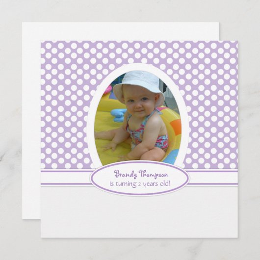 Uitnodiging Paarse Berry en White Polka Dot Party (Voorkant / Achterkant)