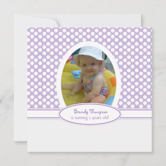 Uitnodiging Paarse Berry en White Polka Dot Party (Voorkant)