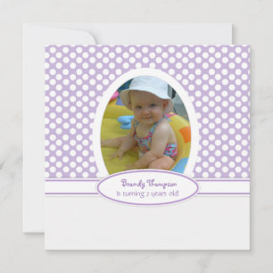 Uitnodiging Paarse Berry en White Polka Dot Party