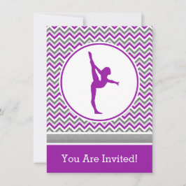 Uitnodiging Paarse Chevron Gymnast