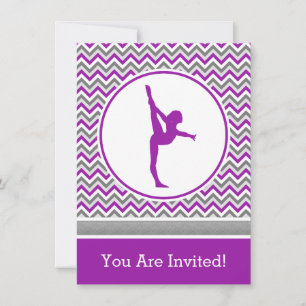 Uitnodiging Paarse Chevron Gymnast