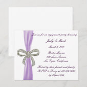 Uitnodiging Paarse Diamond Bow Engagement Party (Voorkant / Achterkant)