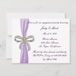 Uitnodiging Paarse Diamond Bow Engagement Party