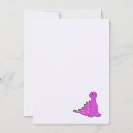 Uitnodiging Paarse Dinosaur-partij (Achterkant)