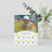 Uitnodiging Paarse en gele poka Dot Party (Staand voorkant)