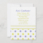 Uitnodiging Paarse en gele poka Dot Party (Achterkant)