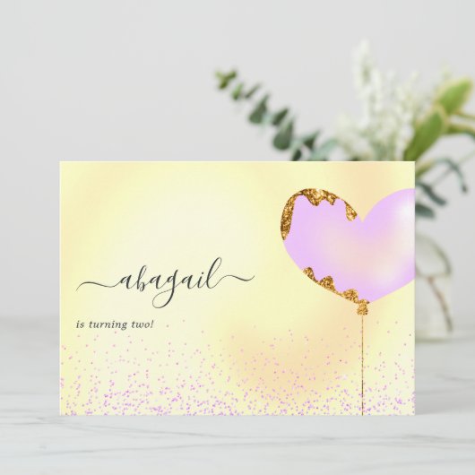 Uitnodiging Paarse en Gouden Dag (Staand voorkant)