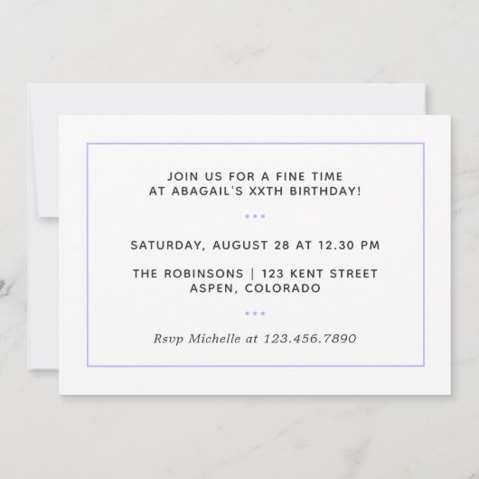 Uitnodiging Paarse en Gouden Dag (Achterkant)