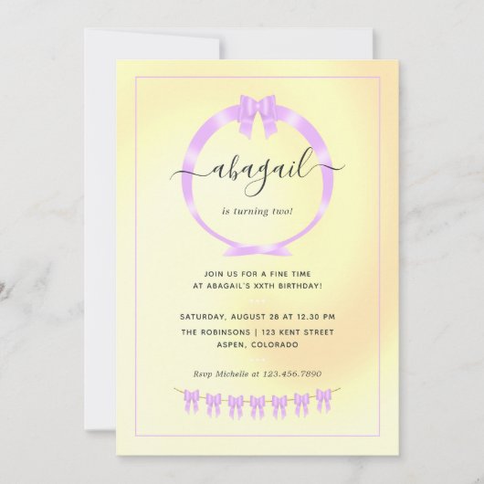 Uitnodiging Paarse en Gouden Dag (Voorkant)