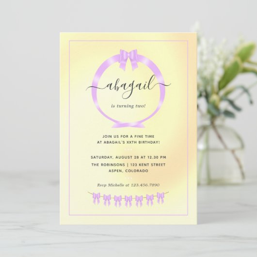 Uitnodiging Paarse en Gouden Dag (Staand voorkant)