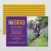 Uitnodiging Paarse en goudstudiepartij (Voorkant / Achterkant)