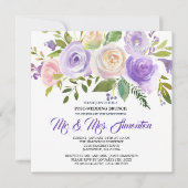 Uitnodiging Paarse Floral Post-Wedding Brunch (Voorkant)