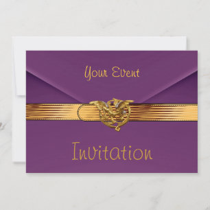 Uitnodiging Paarse Fluwelen Sieraden Gouden Clutch