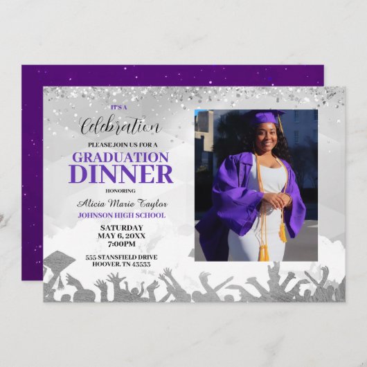 Uitnodiging Paarse fotograaf (Voorkant / Achterkant)