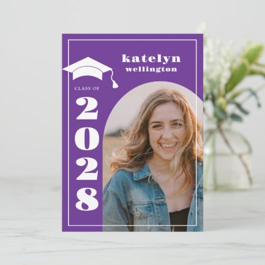 Uitnodiging Paarse fotograaf (Staand voorkant)