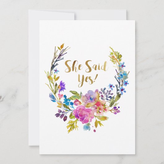 Uitnodiging Paarse Garden Gold Engagement Party (Achterkant)