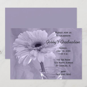 Uitnodiging Paarse gefingeerde Daisy Graduy Party