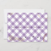 Uitnodiging Paarse Gingham Picnic BBQ Party (Achterkant)