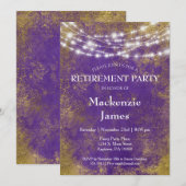 Uitnodiging Paarse Gold Lights (Voorkant / Achterkant)