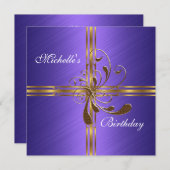 Uitnodiging Paarse & Gouden Abstract (Voorkant / Achterkant)