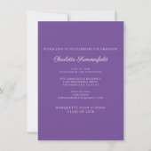 Uitnodiging Paarse Graduation Party (Achterkant)